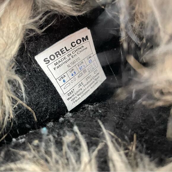 Sorel | Women’s Black Joan of Arctic Faux Fur Snow Boots Suede Lace-Up Winter 6 - Picture 8 of 9